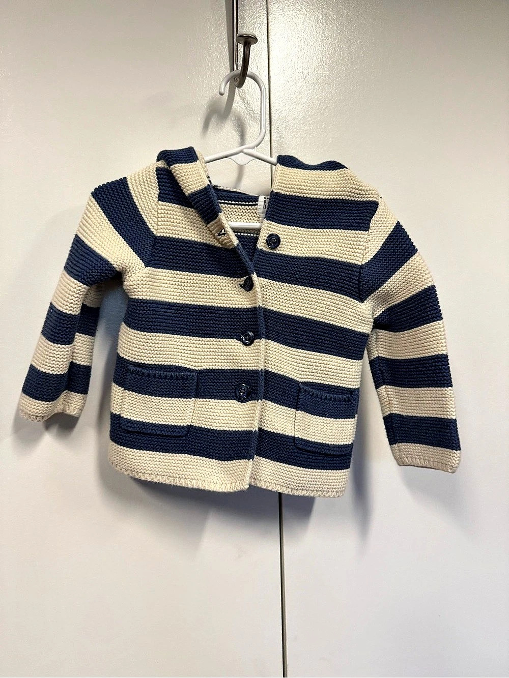 New Gap Baby Striped Hooded sweater coat with ears. Nautical stripe. 18-24M